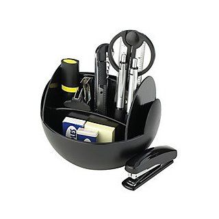 Office Depot(R) Brand Essential Elements Rotary Desk Organizer, 6 Compartments, Black 