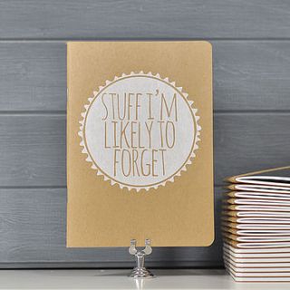 'stuff i'm likely to forget' small notebook by bread & jam