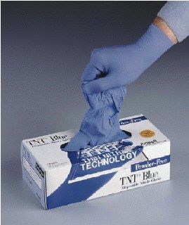 Ansell 92 675 L TNT Blue Powder Free Nitrile Gloves, 5 mil, Size LG; 9.5 in [pack of 100]   Science Lab Gloves