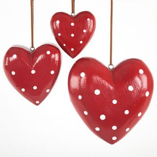 red spotted wooden hearts by cambric and cream ltd