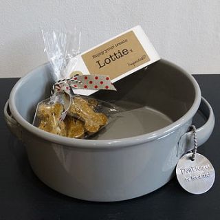 enamel grey pet bowl by hopscotch of henley