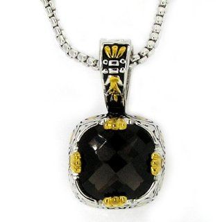 Designer Inspired 2 tone Vintage Necklace w/Smoky CZ Jewelry