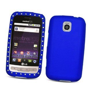 LG Optimus M MS690 Diamond Skin Case Protector, Blue Cell Phones & Accessories