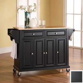 Crosley Furniture 52 in L x 18 in W x 36 in H Black Kitchen Island with Casters