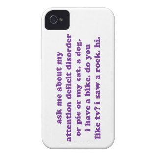 ADD ADHD Funny Quote   Purple iPhone 4 Cases