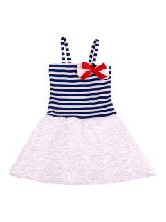 Striped Dress with Rosette Skirt by Mia Belle Baby