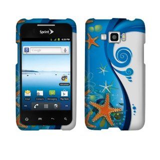LG Optimus Elite LS696 Blue Ocean Wonder Rubberized Cover Cell Phones & Accessories