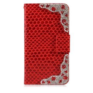 Avoi Purple Luxury Diamond Bling Genuine Leather Battery Housing Cover Case Crocodile Texture Wallet Flip Pouch for Samsung Galaxy S III i9300 + Free Screen Protectors (Red) Cell Phones & Accessories