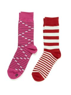 Stripe And Print Socks (2 Pack) by Richer Poorer