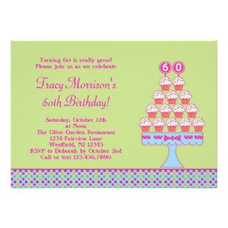 60th Birthday Cupcakes Invitation