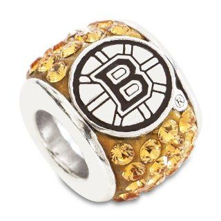 Sterling Silver Boston Bruins Premier Crystal Bead Charm BRI070CHMSS Jewelry