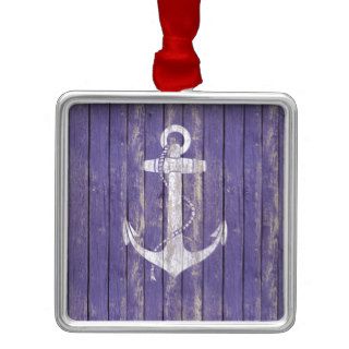 Distressed Wood with Anchor Christmas Ornament