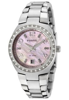 Fossil AM4175  Watches,Womens White Crystal Pink Mother of Pearl Dial Stainless Steel, Casual Fossil Quartz Watches