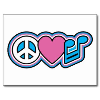 PEACE LOVE MUSIC Symbols Postcard