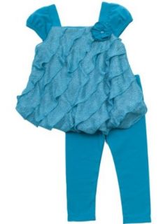 Rare Editions Baby girls Infant Knit Eyelash Ruffle Legging Set, Turquoise, 18 Months Clothing