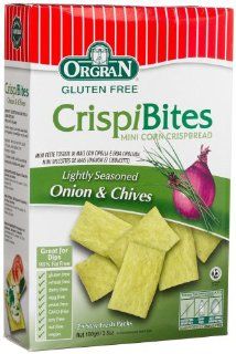 OrgraN CrispiBites Mini Corn Crispbreads, Onion & Chives, 3.5 Ounce Boxes (Pack of 8)  Crackers  Grocery & Gourmet Food