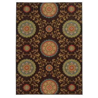 Style Haven Loop Pile Over Scale Floral Brown/ Multi Nylon Rug (710 X 10) Blue Size 8 x 10
