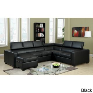 Furniture Of America Serriz 3 piece Bonded Leather Sectional With Optional Chaise