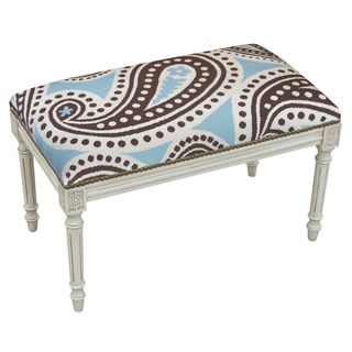 Paisley Needlepoint Blue/ Brown Bench