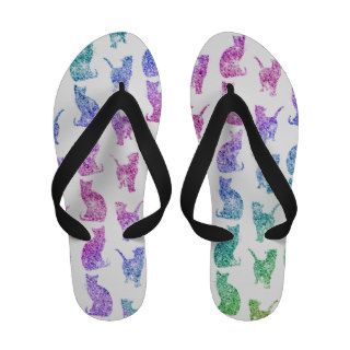 Girly Whimsical Cats Rainbow Glitter pattern Sandals