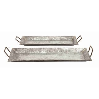 Decorative Metal Galvanized Trays (set Of 2)