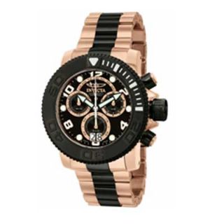 Mens Invicta Sea Hunter Chronograph Rose Tone Stainless Steel Watch