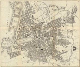 MARSEILLES Antique town plan. City map. France. BRADSHAW, 1890  