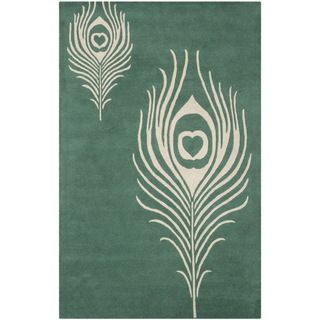 Safavieh Handmade Soho Teal/ Ivory New Zealand Wool/ Viscose Rug (76 X 96)