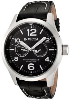 Invicta 0764  Watches,Mens Invicta II Black Dial Black Calf Leather, Casual Invicta Quartz Watches