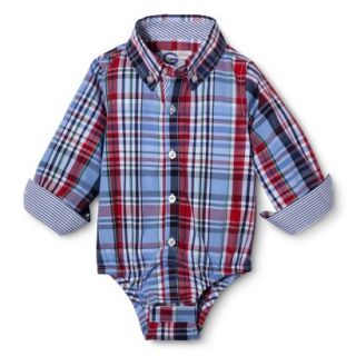 G Cutee Newborn Boys Long Sleeve Plaid Button Down Shirtzie   Blue/Red 24 M