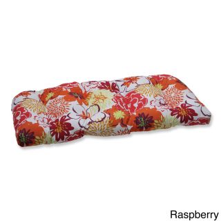 Pillow Perfect Floral Fantasy Wicker Loveseat Outdoor Cushion