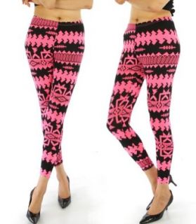 Fashion Chic pant Neon ethnic leggings Pink/Black L/XL PCS711