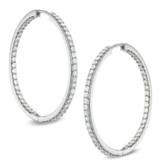 CT. T.W. Diamond Inside Out Hoop Earrings in 14K White Gold   Zales