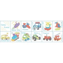 Stamped Cloth Nursery Books 8 X8 12 Pages   Transportation
