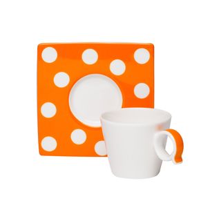 Red Vanilla Freshness Dots Orange Espresso Cup/ Saucer Set (pack Of 6)