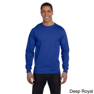 Hanes Hanes Mens Beefy t 6.1 ounce Cotton Long Sleeve Shirt Blue Size 3XL