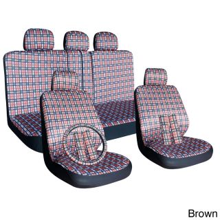 Oxgord Exquisite Plaid Checkered 17 piece Seat Covers Set
