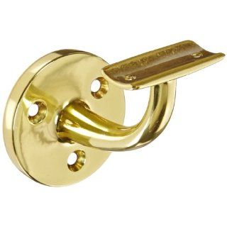 Rockwood 702.3 Brass Hand Rail Bracket with Fasteners for Wood Rail, 2 13/16" Diameter Base, 3 1/2" Projection, Polished Clear Coated Finish Industrial Hardware