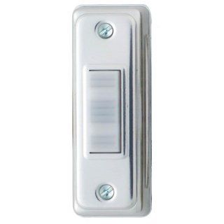 Heath Zenith 715A A Wired Push Button, Silver Finish with Lighted White Center Button   Doorbell Push Buttons  