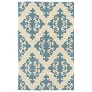 Kaleen Rugs Hand tufted Runway Blue/ Ivory Damask Wool Rug (96 X 13) Blue Size 96 x 13