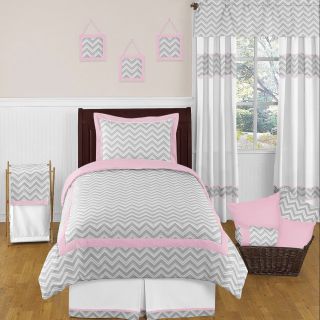 Sweet Jojo Designs Sweet Jojo Designs Girls Chevron 4 piece Twin Comforter Set Grey Size Twin