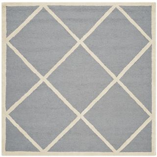 Safavieh Handmade Moroccan Cambridge Geometric Silver/ Ivory Wool Rug (4 Square)