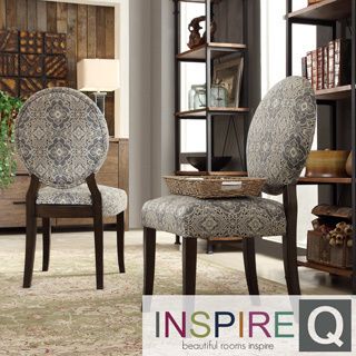 Inspire Q Paulina Blue Damask Round Back Dining Chair (set Of 2)