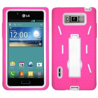 Hybrid Case Pink Soft Skin with White Hard Stand for Lg Optimus L7 / P700 P705g Cell Phones & Accessories