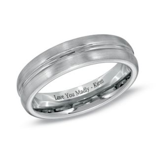 0mm Personalized Comfort Fit Single Grooved Wedding Band in Cobalt