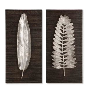 Silver Leaves Decorative Wall Plaques (set Of 2)