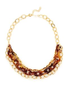 Tortoise & Gold Chain Bib Necklace by AV Max