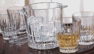Trevi Italian Cut Crystal Ice Bucket and Doule Old Fashion Glasses   6 Piece Set Kitchen & Dining