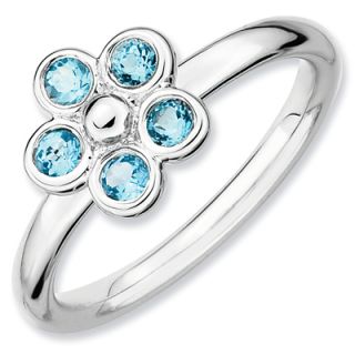 Stackable Expressions™ Blue Topaz Flower Ring in Sterling Silver