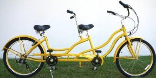 Bct 709i 26" 2 Seater Tandem Bicycle Beach Cruiser Bike   Yellow  Sports & Outdoors